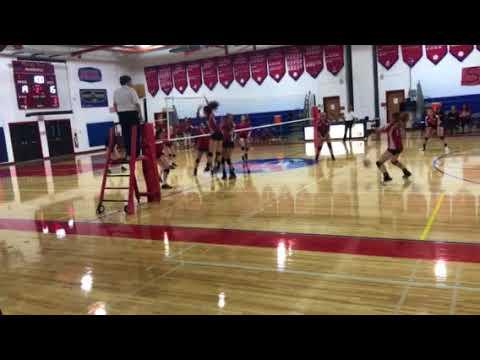 Video of #4 right side hitter solid Red long sleeve shirt 