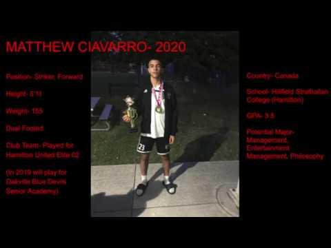 Video of Matthew Ciavarro- Class of 2020 Forward Outdoor season 2018