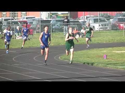 Video of Aiden Magee - Class of '26 - 4/16/2024 - IRHS Meet - 400m (Ln 1, Green Jersey, Blue Spikes)