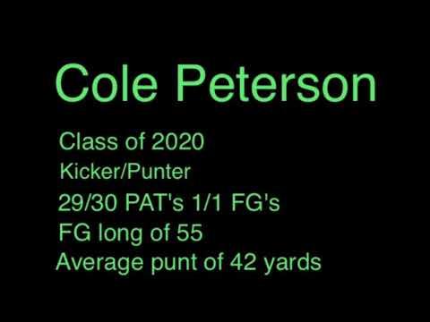 Video of Cole Peterson 2020: Kickoffs and Long FG's