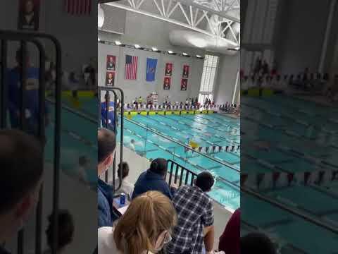 Video of BTW swimmer wins butterfly race in lane 2