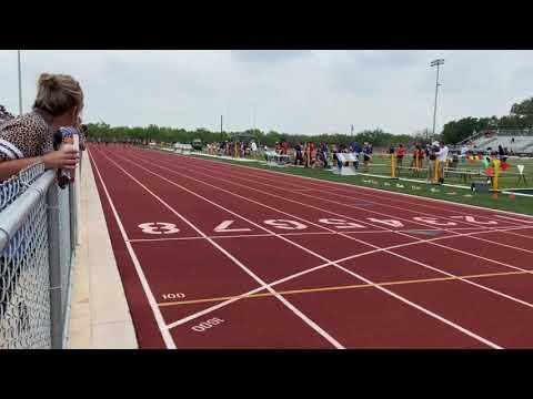 Video of UIL Area Meet District 27-28 3A 100m Dash Lane 4 1st Place