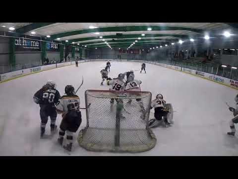 Video of League play with a hit, defending the net with a block and a shot on goal