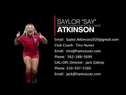 Video of “Say” Atkinson Soccer Recruiting Video Class of 2026 (Fall 2022)