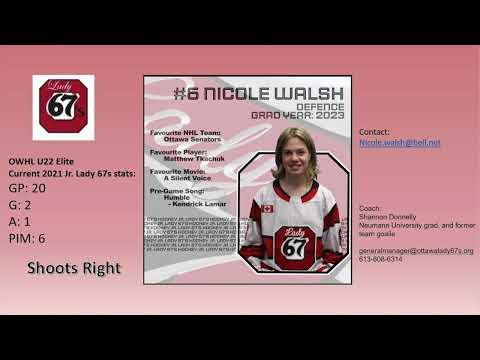 Video of Nicole Walsh #6 Jr. Lady 67's right defence highlights 2021