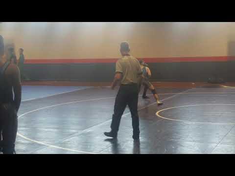 Video of First win 122lbs wrestling 132 (2019) Grey and Blue