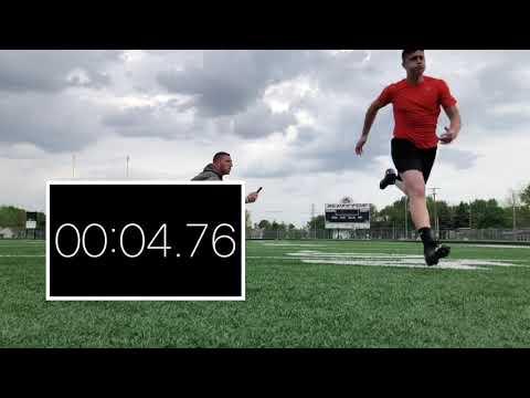 Video of 40 YD dash, Bench, Squat