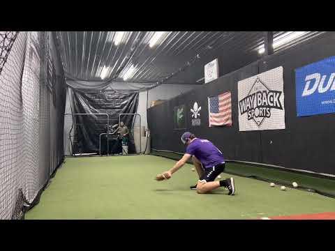 Video of Ethan Harris CBA 2024 - Fielding and Hitting Work- Pitching machine at 85 mph