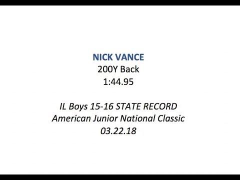 Video of 200y Back - 1:44.95 - Junior National Championship Classic 3/22/18