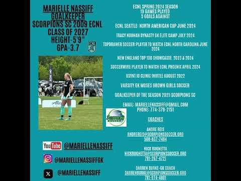 Video of Marielle Nassiff 2027 GK Scorpions SC ECNL