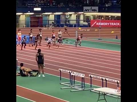 Video of 55 meter dash white shirt first place PSAL