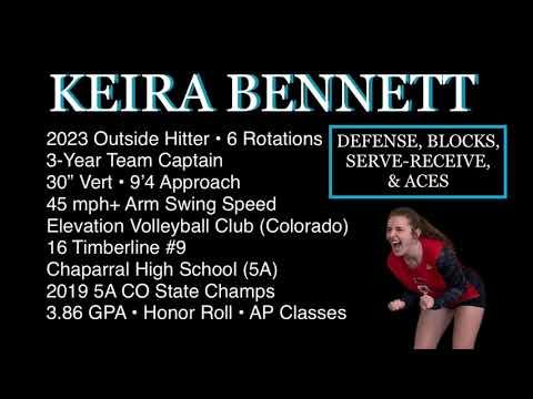 Video of DEFENSE & SERVE RECEIVE - Keira Bennett 2023 OH