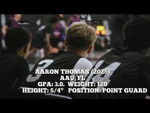 Video of AARON THOMAS 5'4"POINT GAURD AAU HIGHLIGHTS SEMINOLE SPORTS ACADEMY!!