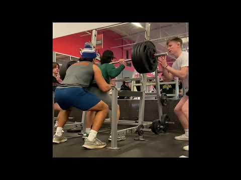 Video of Squat progression to personal best 400/425/445 lbs.