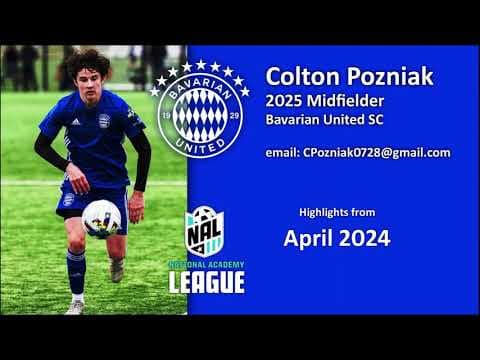 Video of Colton Pozniak U17 NAL/U19 MLS Next  -2025 Midfielder - April 2024 Highlights