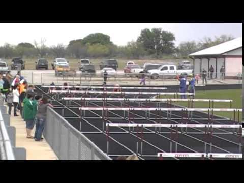 Video of 110 hurdles, lane 4 black and white uniform