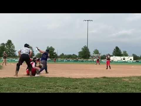 Video of Olney, Illinois tourney, Kaylee goes thru temp outfield fence to rob would be homer
