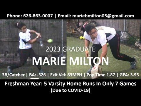 Video of Marie Milton/2023 Grad (Varsity Starter: 5 Home Runs in 7 Games)