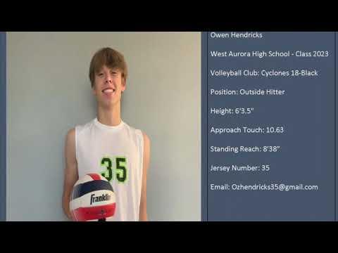 Video of Owen Hendricks Highlight Video - 6’4 2022 Outside Hitter - West Aurora High School