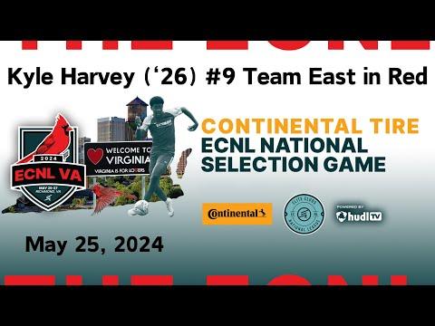 Video of Kyle Harvey (‘26) ECNL VA 2024 National Selection Game Highlights / #9 RB on Team East in Red