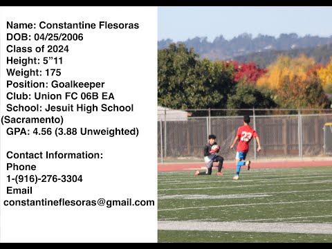 Video of Constantine Flesoras Goalkeeping Highlights Fall 2022-Spring 2023