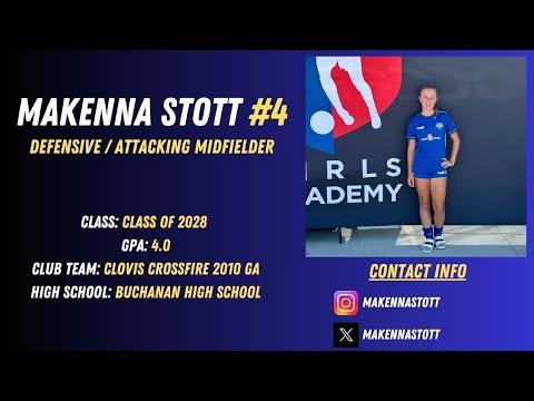 Video of Makenna Stott | C/O 2028 | Defensive Midfielder | 4.0 GPA | 2024 Girls Academy Fall Season |