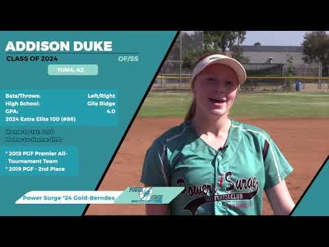 Video of Addison Duke OF/SS- Class of 2024- Yuma Az