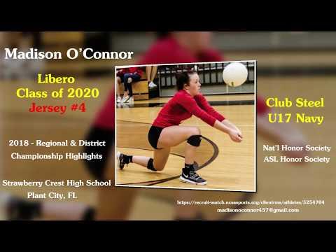 Video of Madison O'Connor - 2020 Libero - (2018) Strawberry Crest Regional & District Championship Highlights