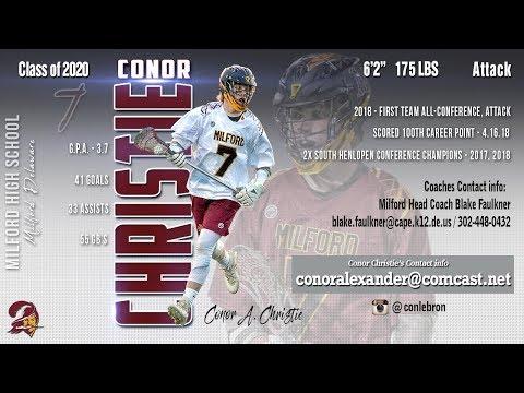 Video of Conor Christie 2018 Highlights, Milford High School