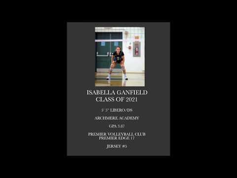 Video of January 2020 highlights- Isabella Ganfield, Libero/DS, Graduation 2021