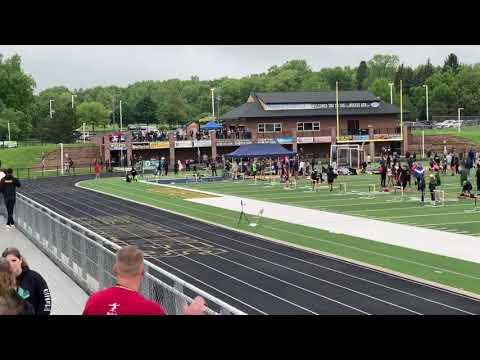 Video of 400 m  49.90 Oakland County Championship- Lane 2 red shorts, white and grey tank.