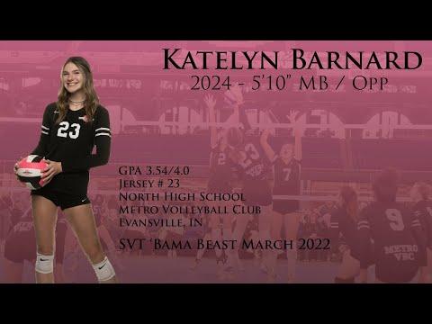 Video of Katelyn Barnard - 2024 - 5'10" Middle/Outside March '22 SVT Bama Beast