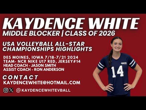 Video of Kaydence White Middle Blocker, USA Volleyball All-Star Championships 2024 Highlights, NCR U17 RED