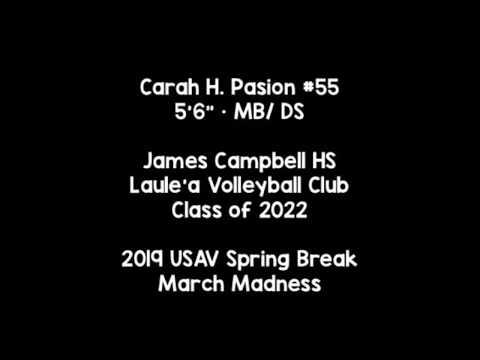 Video of Carah Pasion; #55;  MB/DS; Soph Year; c/o ‘22