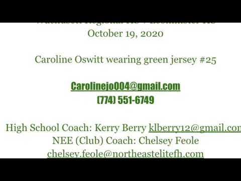 Video of Caroline Oswitt Game Highlights WRHS v Leominster 10/19/2020