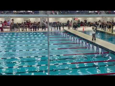 Video of 9th grade 100 fly district championship red cap far lane.  