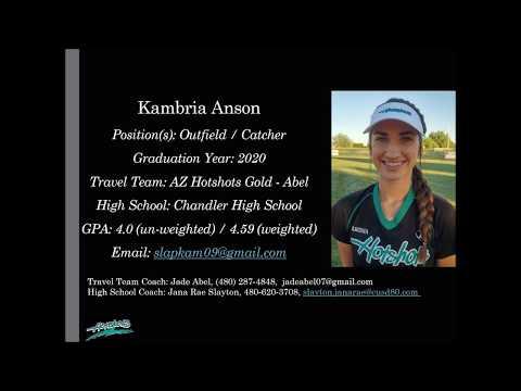 Video of Kambria Anson - 2020 Skills Video (October 2018)