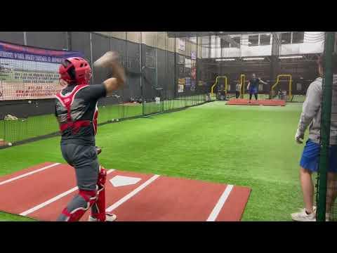 Video of catching pro pitcher at Max Effort during live indoor workout 