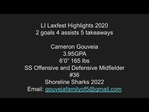 Video of Cameron Gouveia 2022 Shoreline Sharks LI Laxfest 2020