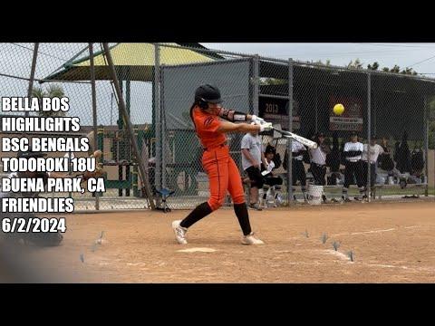 Video of SOLO HOME RUN BLAST AND MORE! Bella Bos Softball Highlights, BCS Bengals Todoroki 18U, Friendlies, 6/2/2024