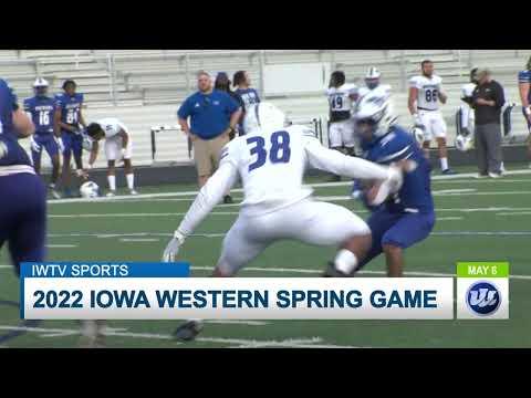 Video of IWCC 2022 Spring Game White #40 causes fumble at beginning of clip