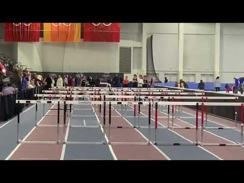 Video of Jacob Smart Indoor 60m hurdles, Utah Olympic Oval. 2/3/2022 (view from the finish line) time- 8.64