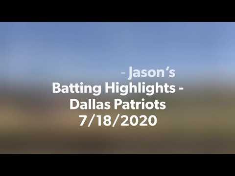 Video of TWIB 7/18/2020 Hitting Highlights - Dallas Patriots