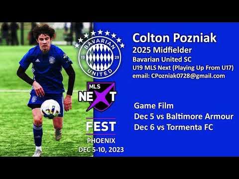 Video of Colton Pozniak - 2025 Midfielder - Playing Up to U19 from U17, MLS Next Fest, Phoenix, Dec 5-6