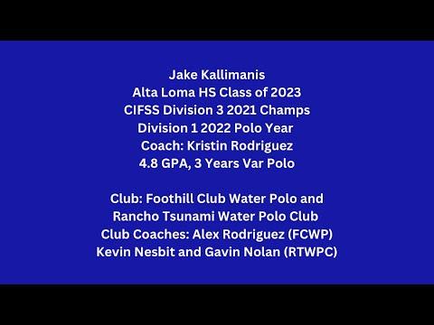 Video of Jake Kallimanis, Alta Loma HS D-1, 2023 Goalie 4.8 GPA (TURN ON 1080p for best resolution)