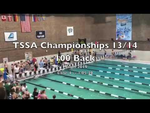 Video of TSSA Championships Girls 13/14 100 Back -- March 2019