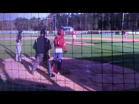 Video of Austin doubles down the left field line with two strikes.