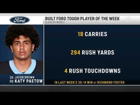 Video of Senior RB Jacob Brown Paetow High School Katy, Tx Class 5A Ford Tough Football Player of the week