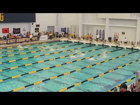 Video of 100 LCM Fly(1:02.31) 5th lane from top, black/yellow cap