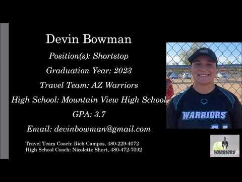 Video of  Devin Bowman Softball Skills Video - 2023 Shortstop